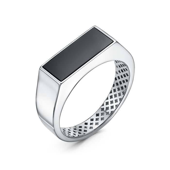 Печатка из родированого серебра 925 пробы с040018