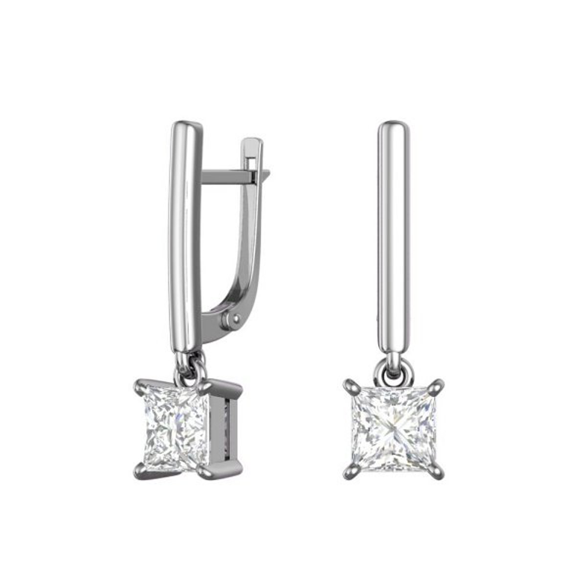 Серьги женские из родированого серебра 925 пробы 0201555-00775 с фианитами