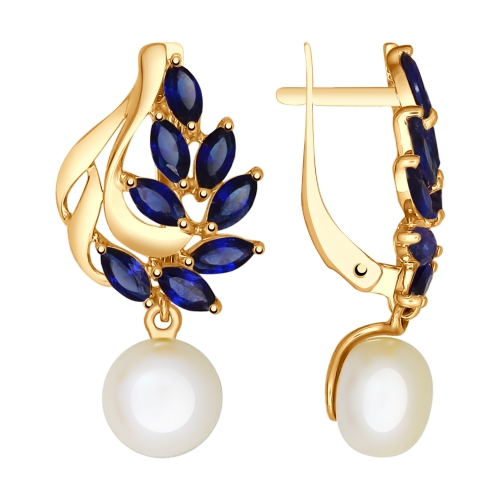 Серьги с английским замком женские из красного золота 585 пробы 792044