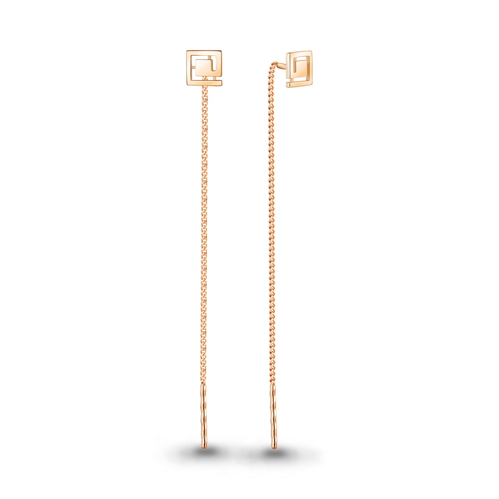 Серьги протяжки женские из красного золота 585 пробы 33529