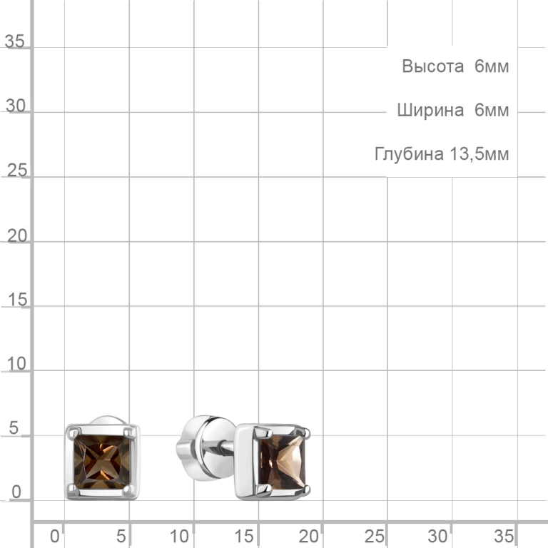 Пусеты из родированого серебра 925 пробы 45028001