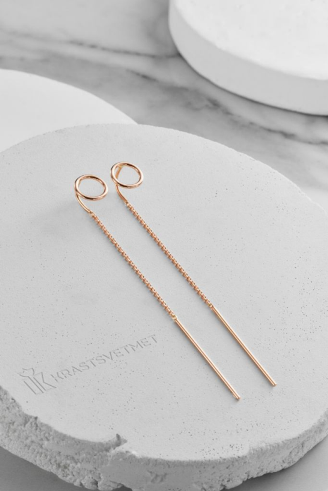 Серьги протяжки женские из красного золота 585 пробы НС12-406