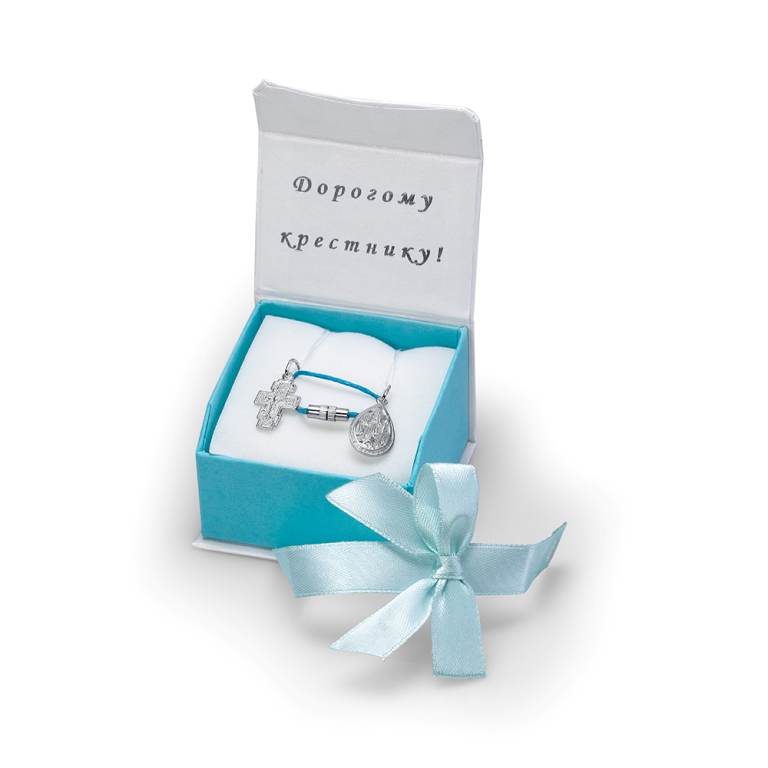 Крестильный набор из родированого серебра 925 пробы КРН-001