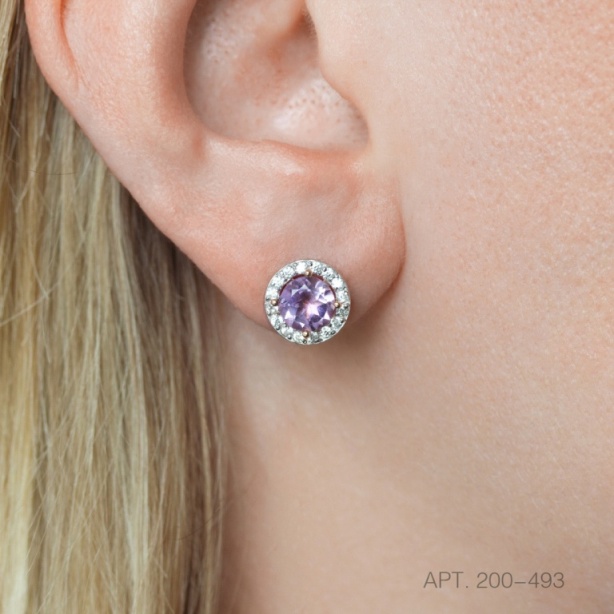 Пусеты из золота 200-493   Сиреневый