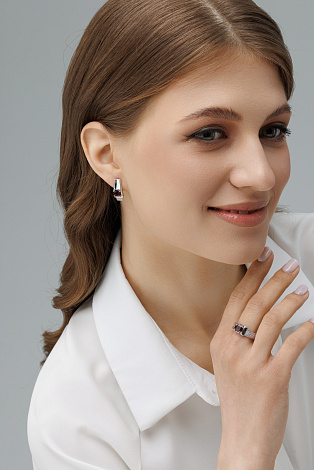 Серьги из родированого серебра 925 пробы 02-4419/00ГР-00