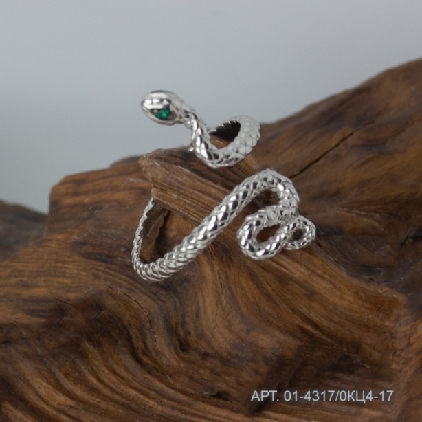 Кольцо из серебра 01-4317/0КЦ4-17 Змея