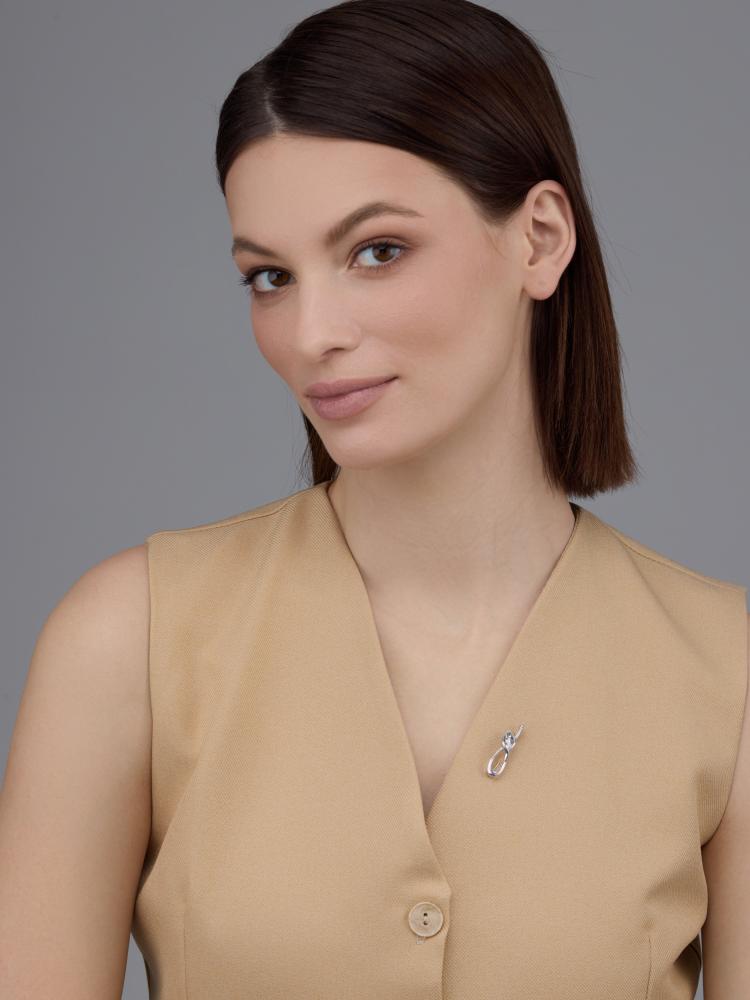 Брошь из родированого серебра 925 пробы 04-4054/00КЦ-00