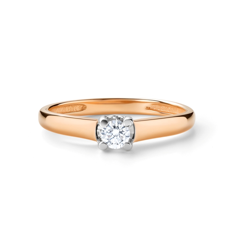 Кольцо из красного золота 585 пробы 13997-100 с бриллиантом