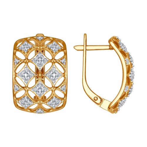 Серьги с английским замком женские из позолоченого серебра 925 пробы 93020732