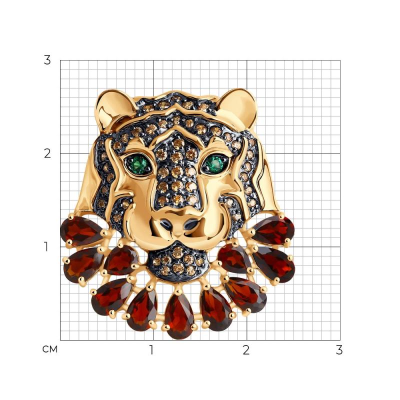 Брошь из красного золота 585 пробы 740376