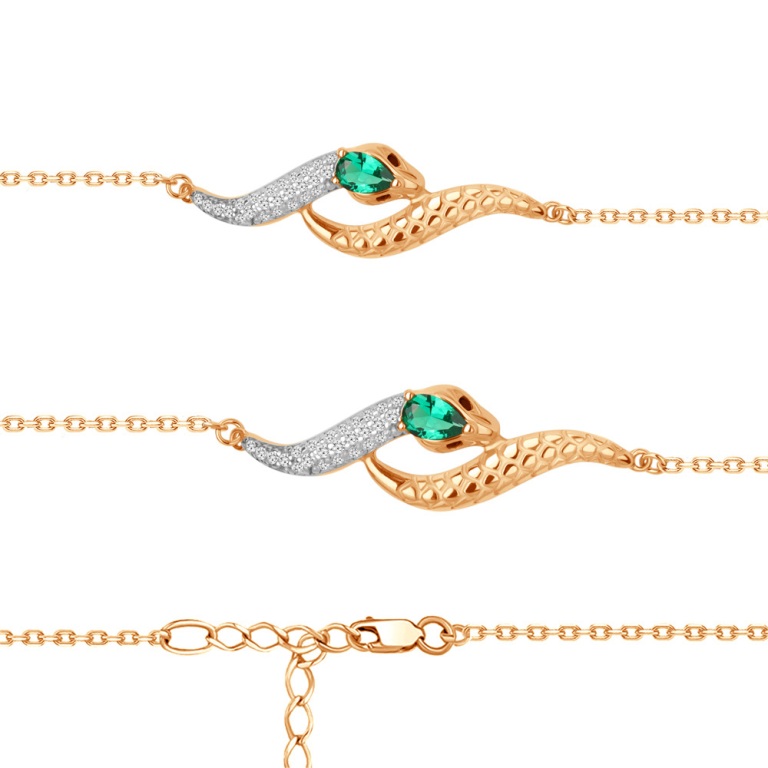 Браслет из серебра 74785АГЧ Змея