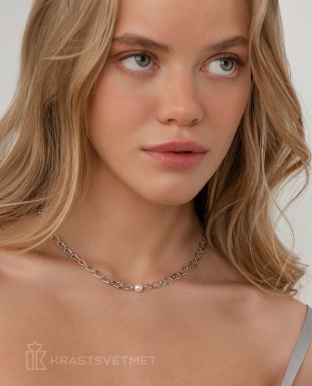 Колье из родированого серебра 925 пробы НХ22-1893К9-3 д. 1,2 мм
