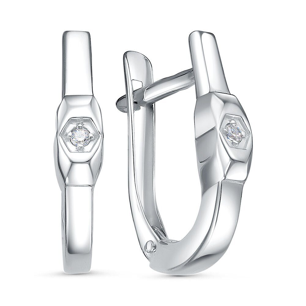 Серьги с английским замком женские из родированого серебра 925 пробы 3101028594