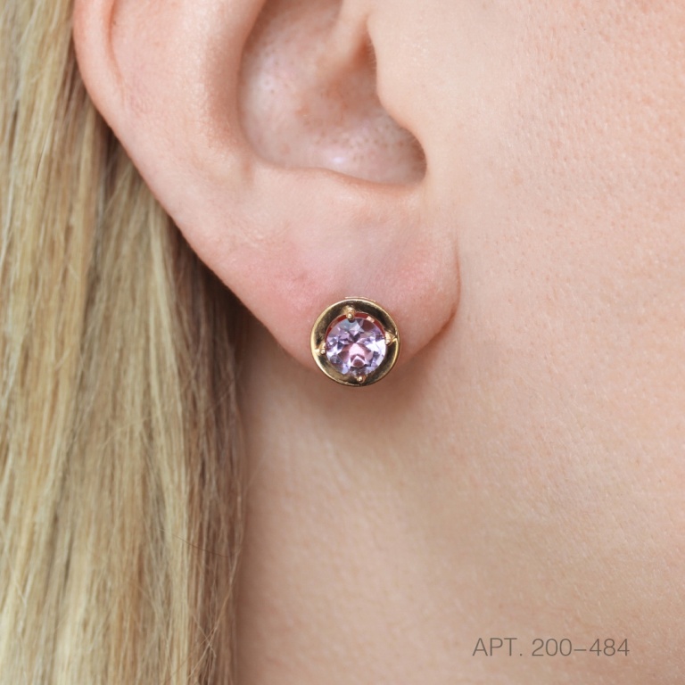 Пусеты из красного золота 585 пробы 200-484  Сиреневый