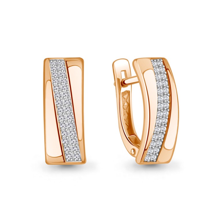 Серьги с английским замком женские из красного золота 585 пробы 400392