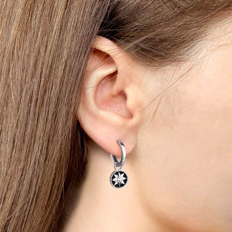 Серьги конго женские из родированного серебра 925 пробы 401033А
