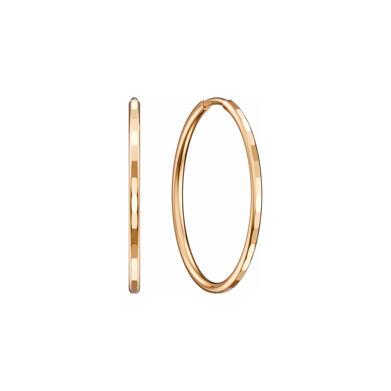 Серьги конго с диаметром серьги 30 мм и диаметром проволоки 1,5 мм женские из красного золота 585 пробы НС12-1871