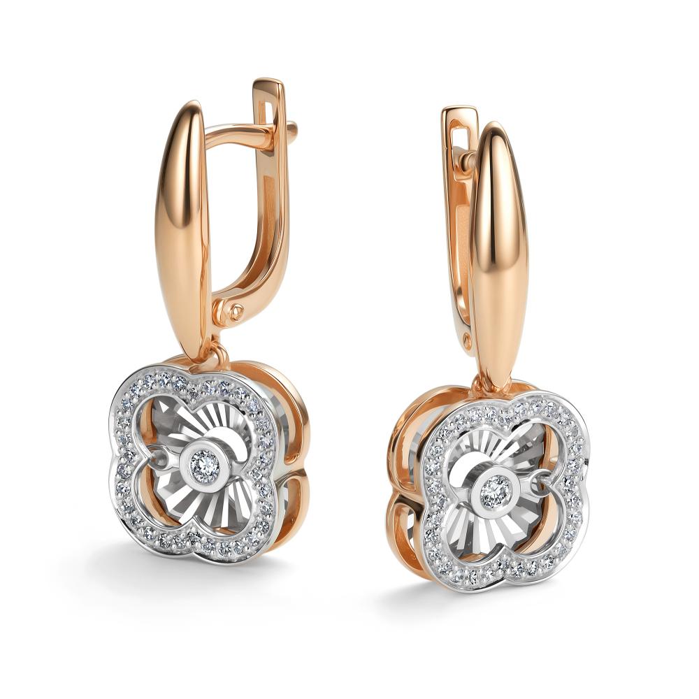 Серьги с английским замком женские из красного золота 585 пробы 24325-100