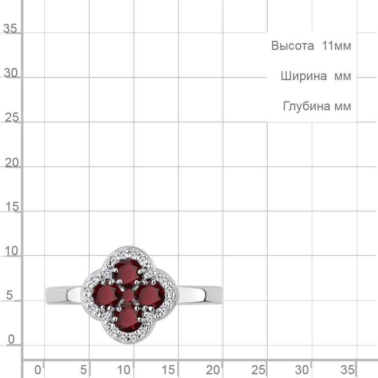 Кольцо из родированого серебра 925 пробы 65032803А и фианитами