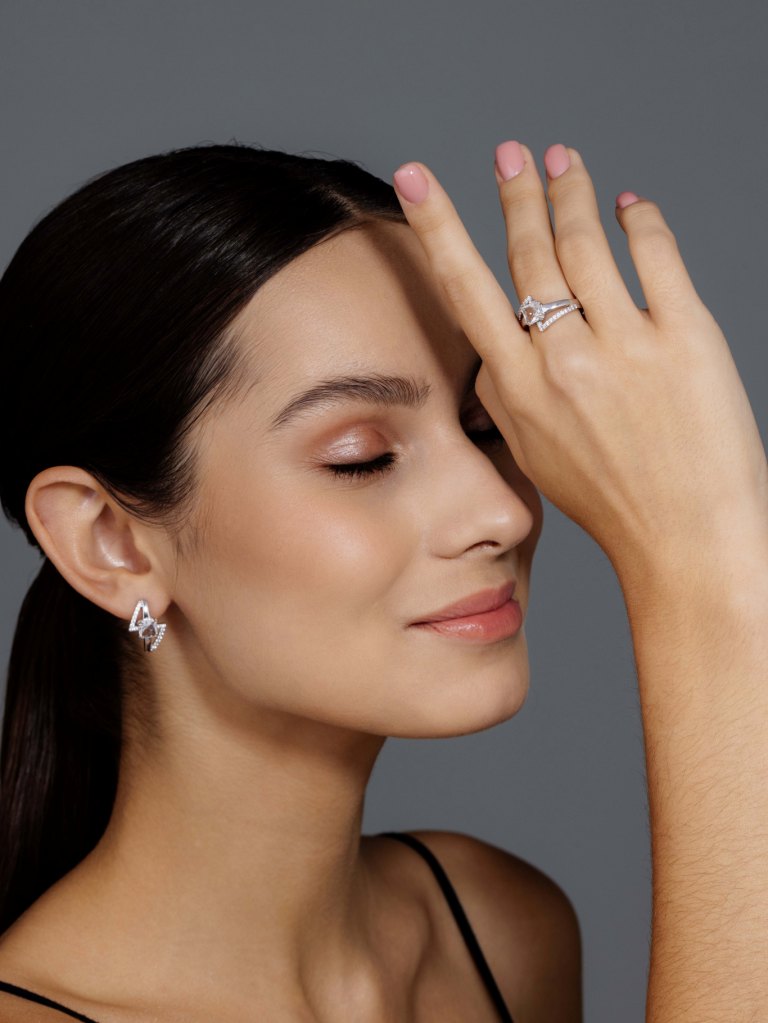 Кольцо из родированого серебра 925 пробы 01-4059/00ГХ-00