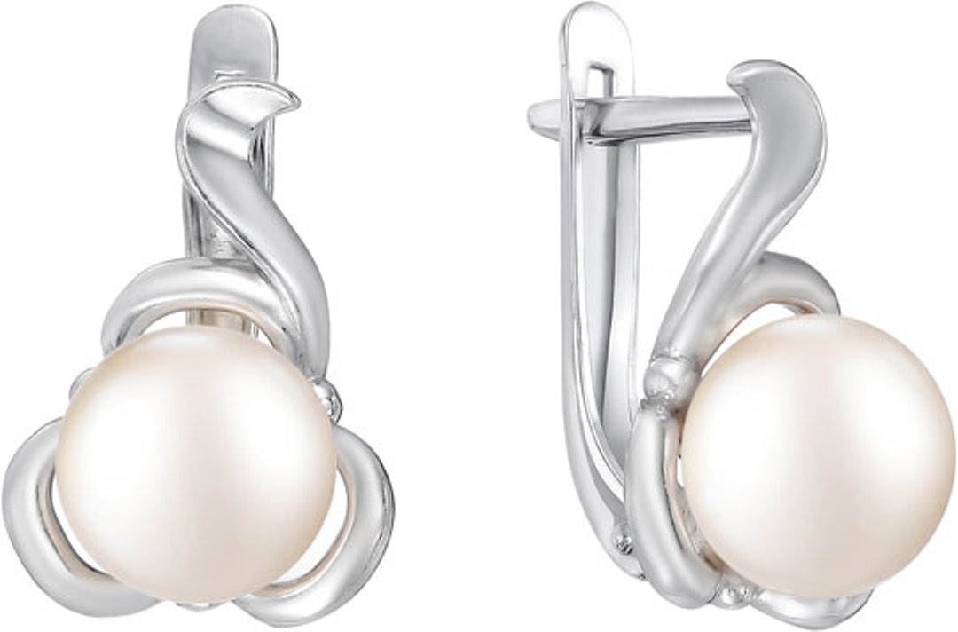 Серьги с английским замком женские из родированого серебра 925 пробы 28011S1