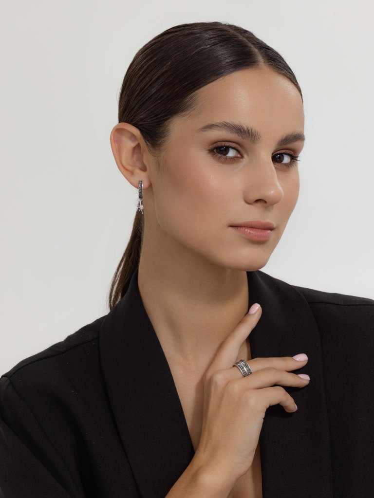 Серьги из серебра 02-4105/000Б-17