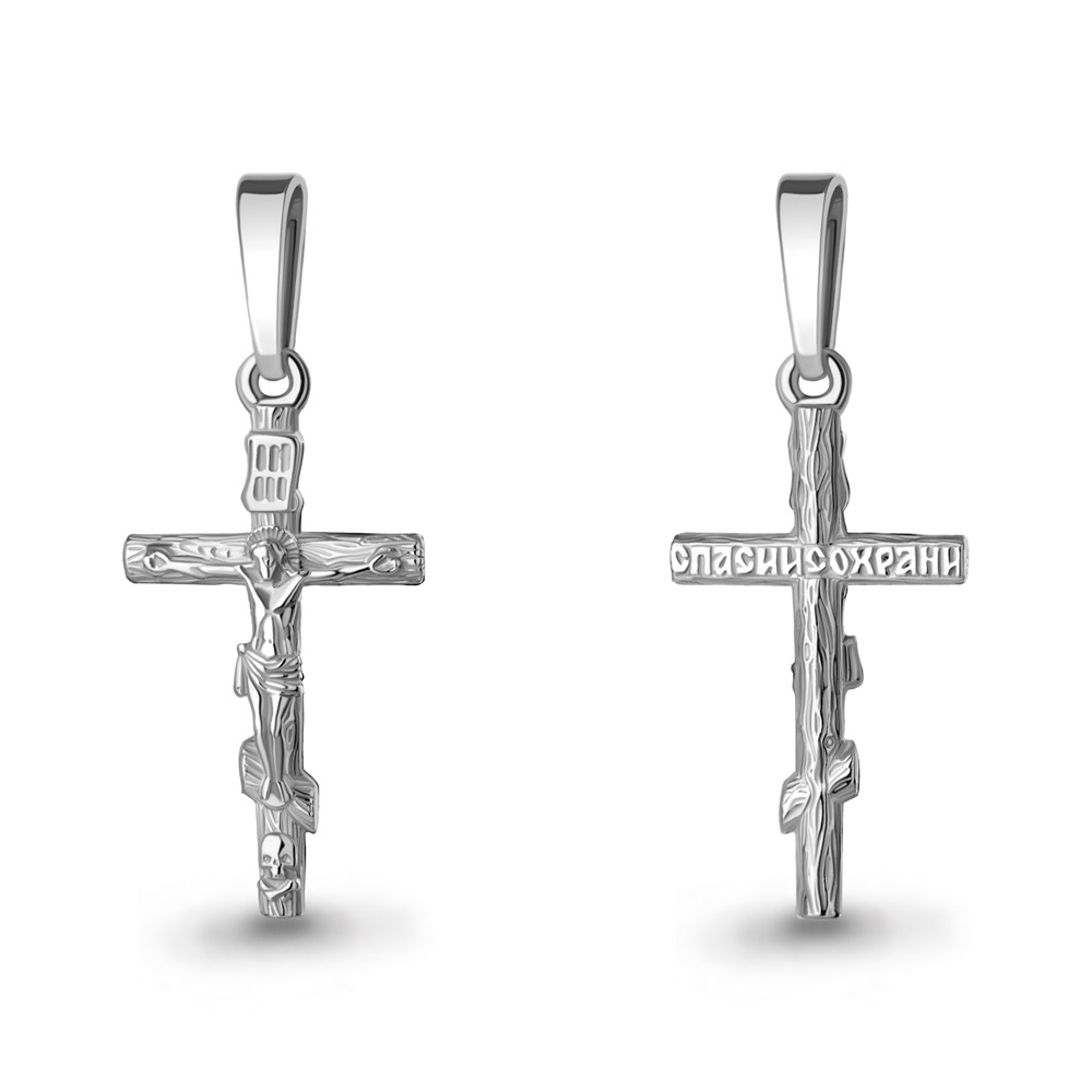 Крест из родированого серебра 925 пробы 11944