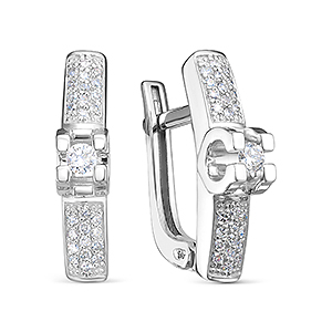 Серьги женские из родированого серебра 925 пробы с120020 с фианитом