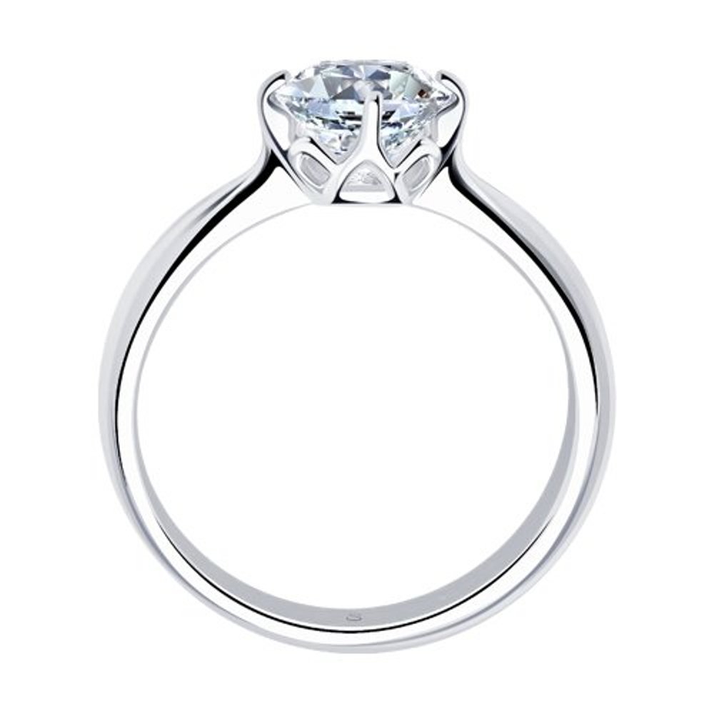 Кольцо из родированого серебра 925 пробы 89010028 с фианитом swarovski