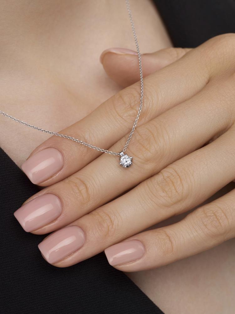 Колье из белого золота 585 пробы 66276-200 с бриллиантом