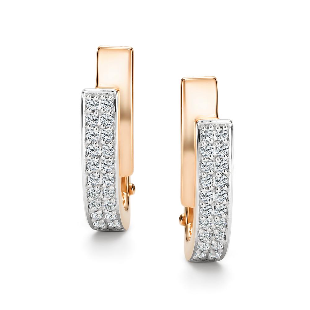 Серьги с английским замком женские из красного золота 585 пробы 27175-100