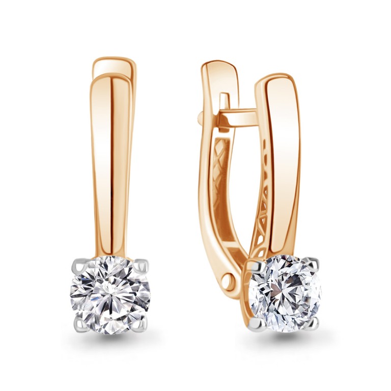 Серьги женские из красного золота 585 пробы 400399 с фианитом