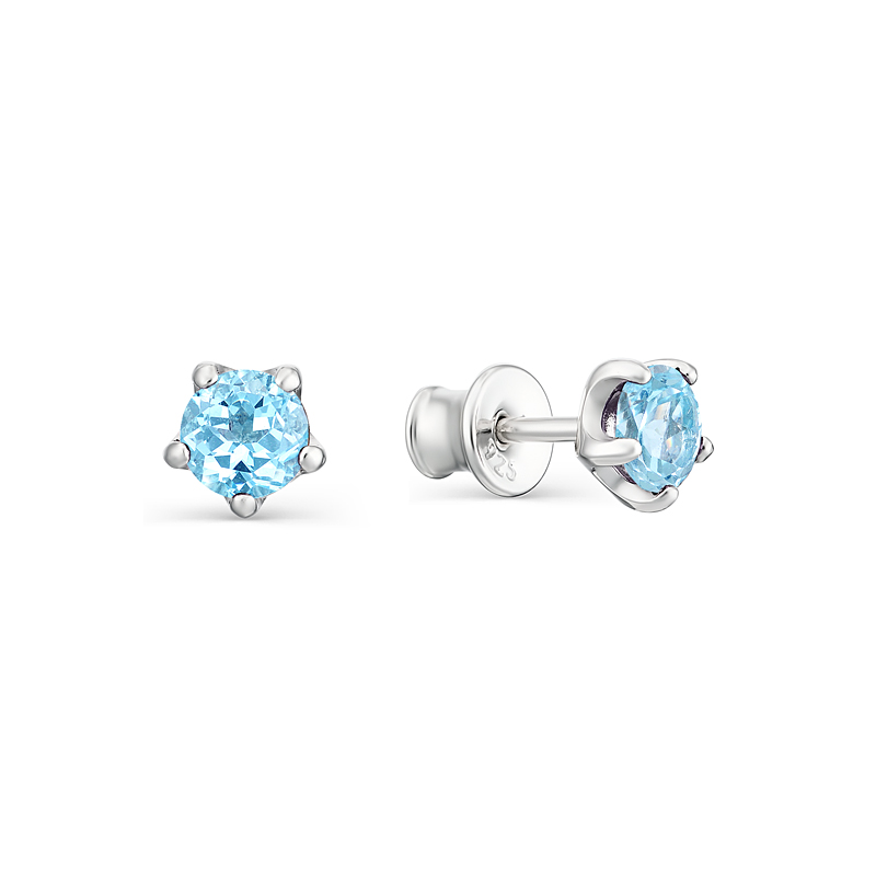 Серьги пусеты гвоздики из родированого серебра 925 пробы 02-1193/00ТБ-00