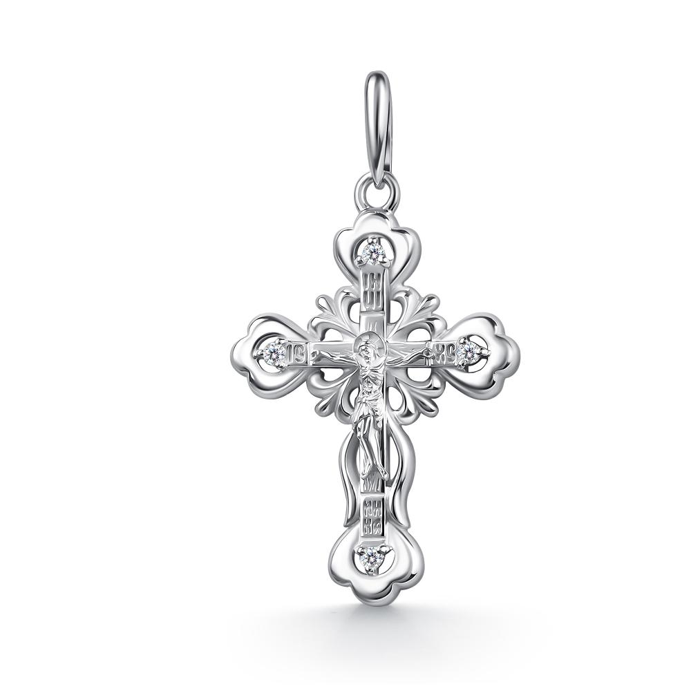 Крест из родированного серебра 925 пробы 03-5256/00КЦ-00