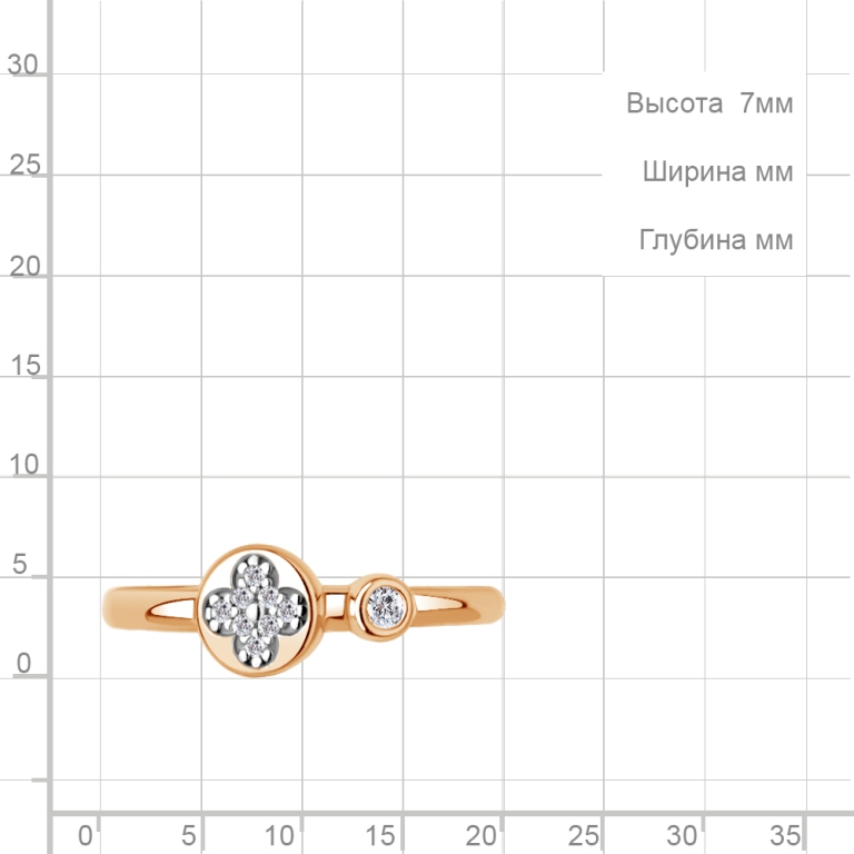 Кольцо из красного золота 585 пробы 600484А с фианитами