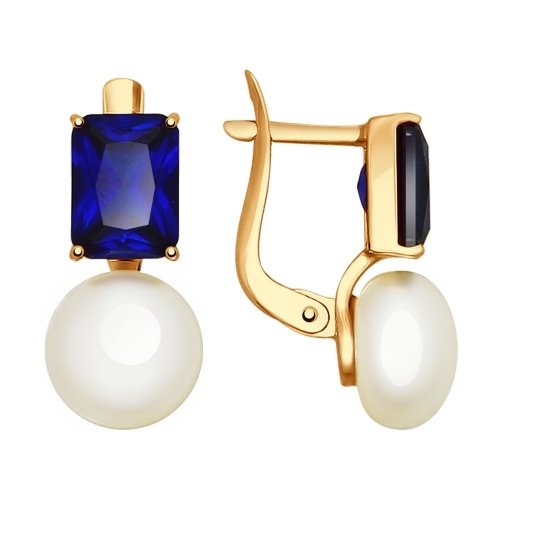 Серьги с английским замком женские из красного золота 585 пробы 792049