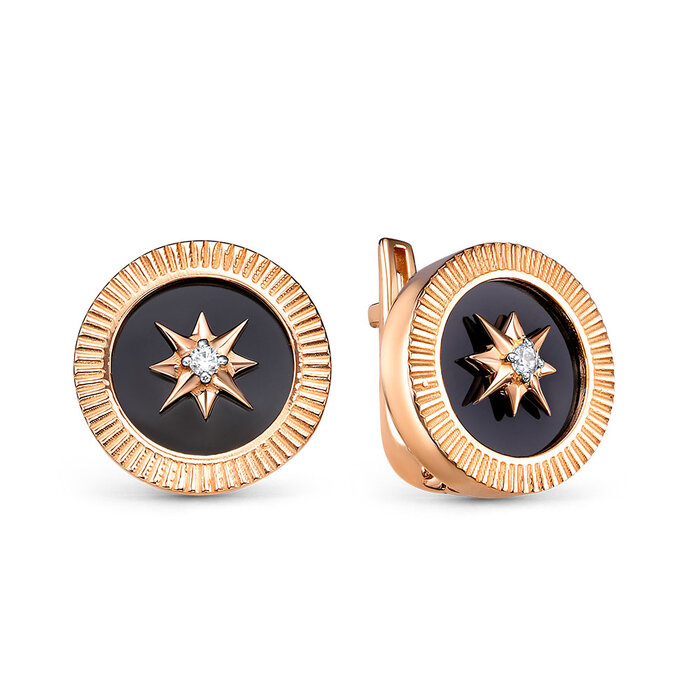 Серьги с английским замком женские из красного золота 585 пробы 120486