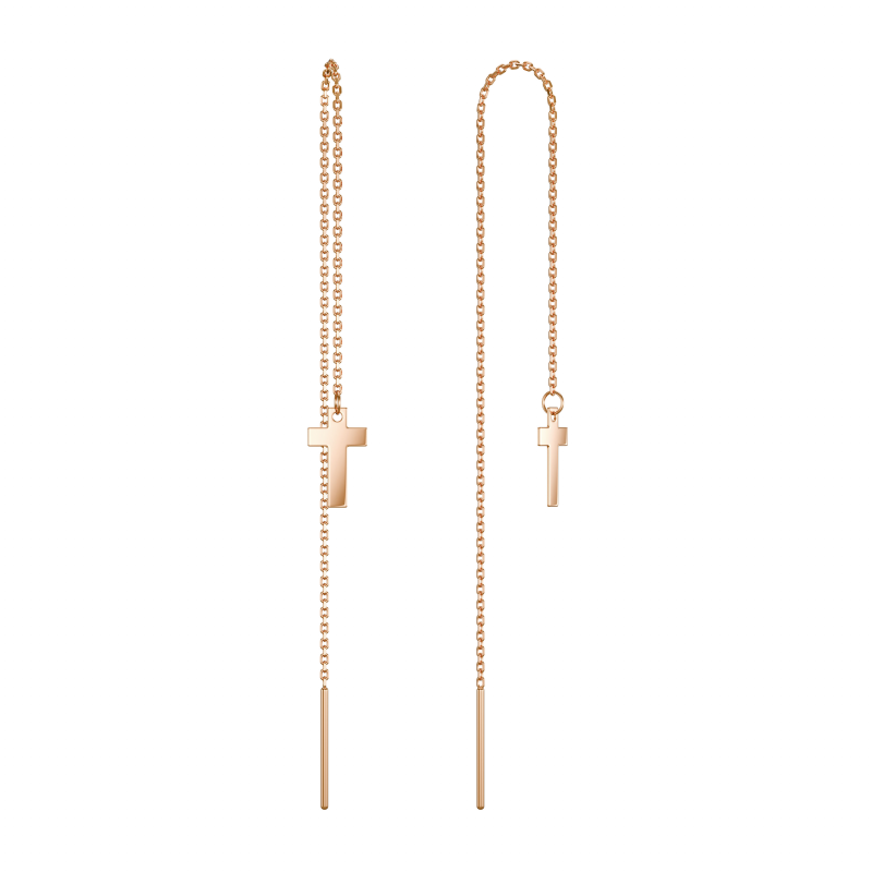 Серьги протяжки женские из красного золота 585 пробы НС12-502