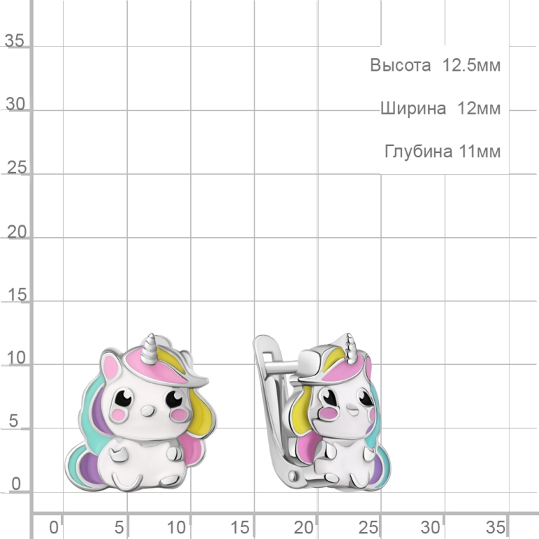 Серьги с английским замком детские из родированого серебра 925 пробы 34753