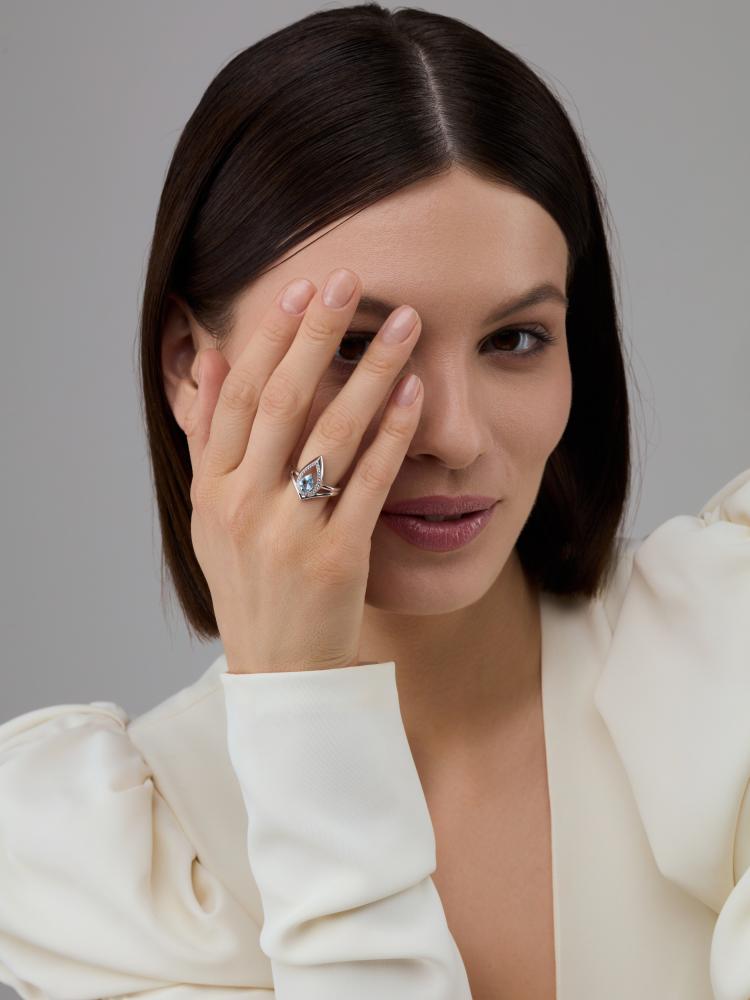 Кольцо из родированого серебра 925 пробы 01-4442/00ТБ-00