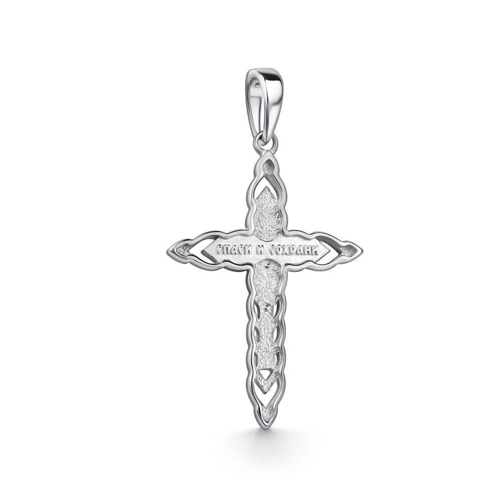 Крест из родированого серебра 925 пробы 03-5260/000Б-00 и бриллиантом
