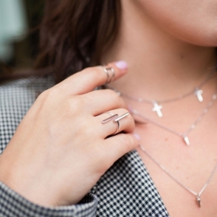 Колье из родированого серебра 925 пробы 0320385-00245