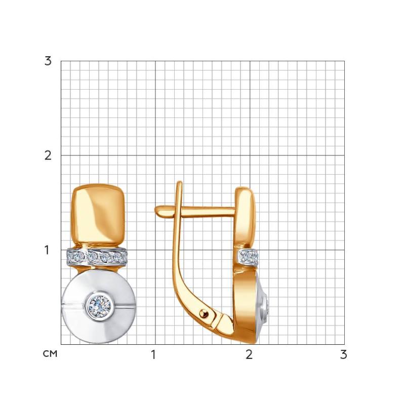 Серьги с английским замком женские из золота 585 пробы 1021159 с бриллиантами