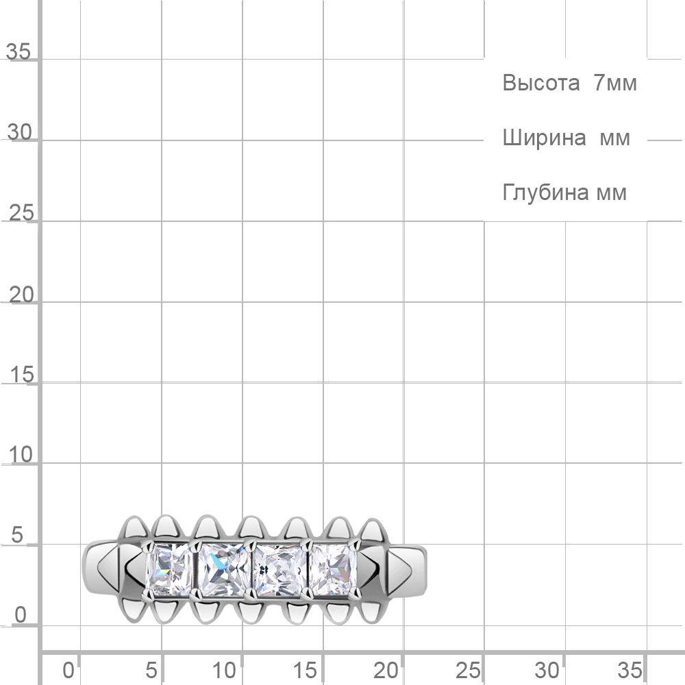 Кольцо из родированого серебра 925 пробы 600869