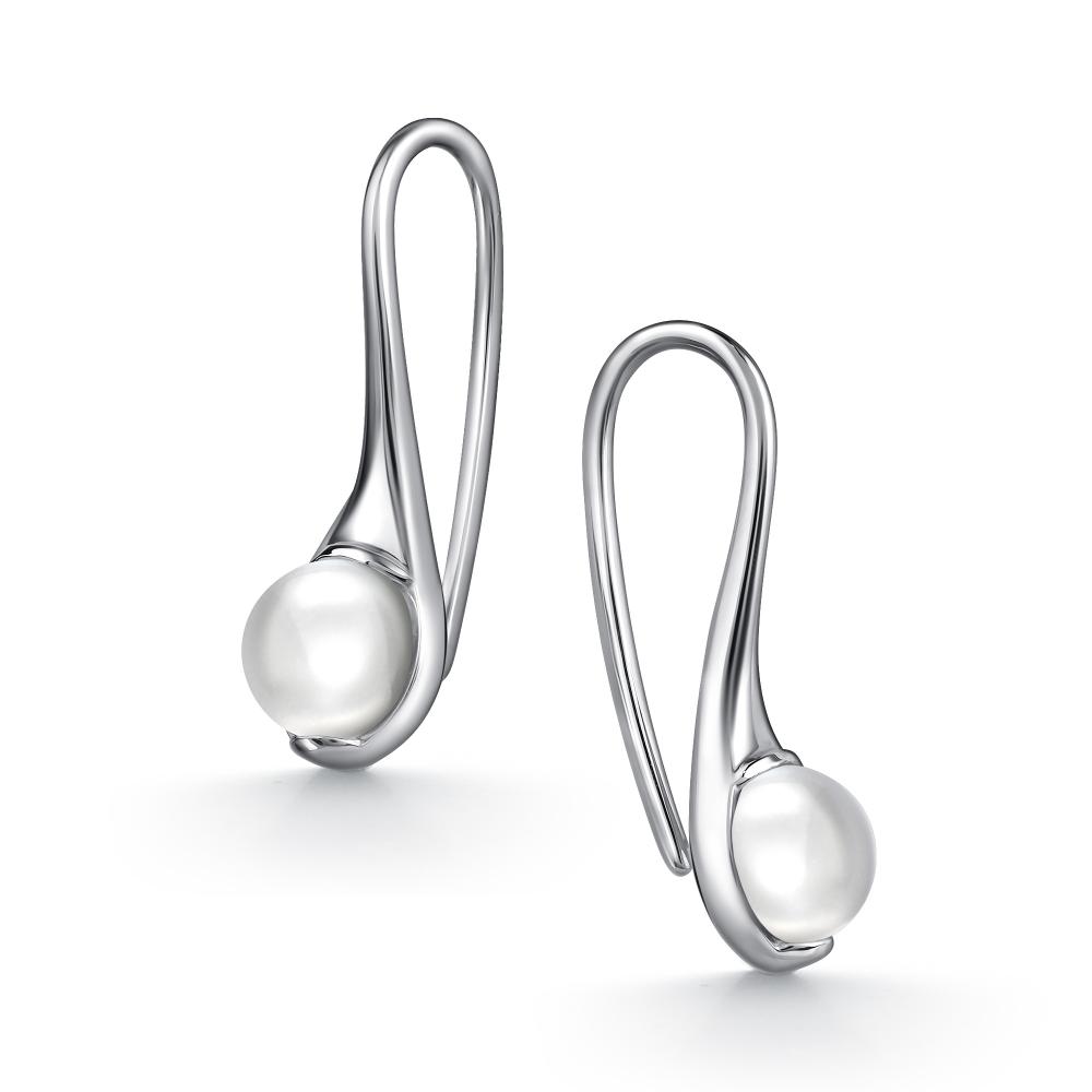 Серьги на петле из родированого серебра 925 пробы 02-4821/00ГХ-00