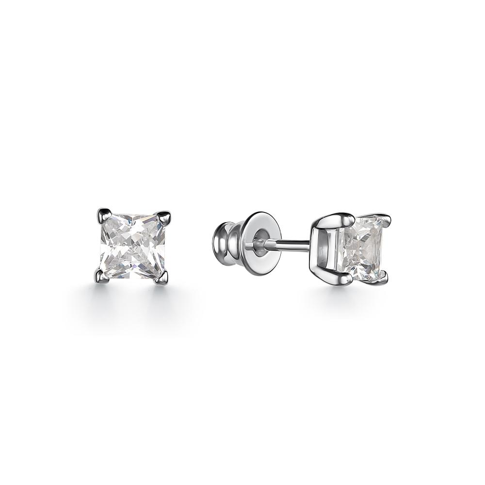 Пусеты из родированого серебра 925 пробы 02-2958/00КЦ-00