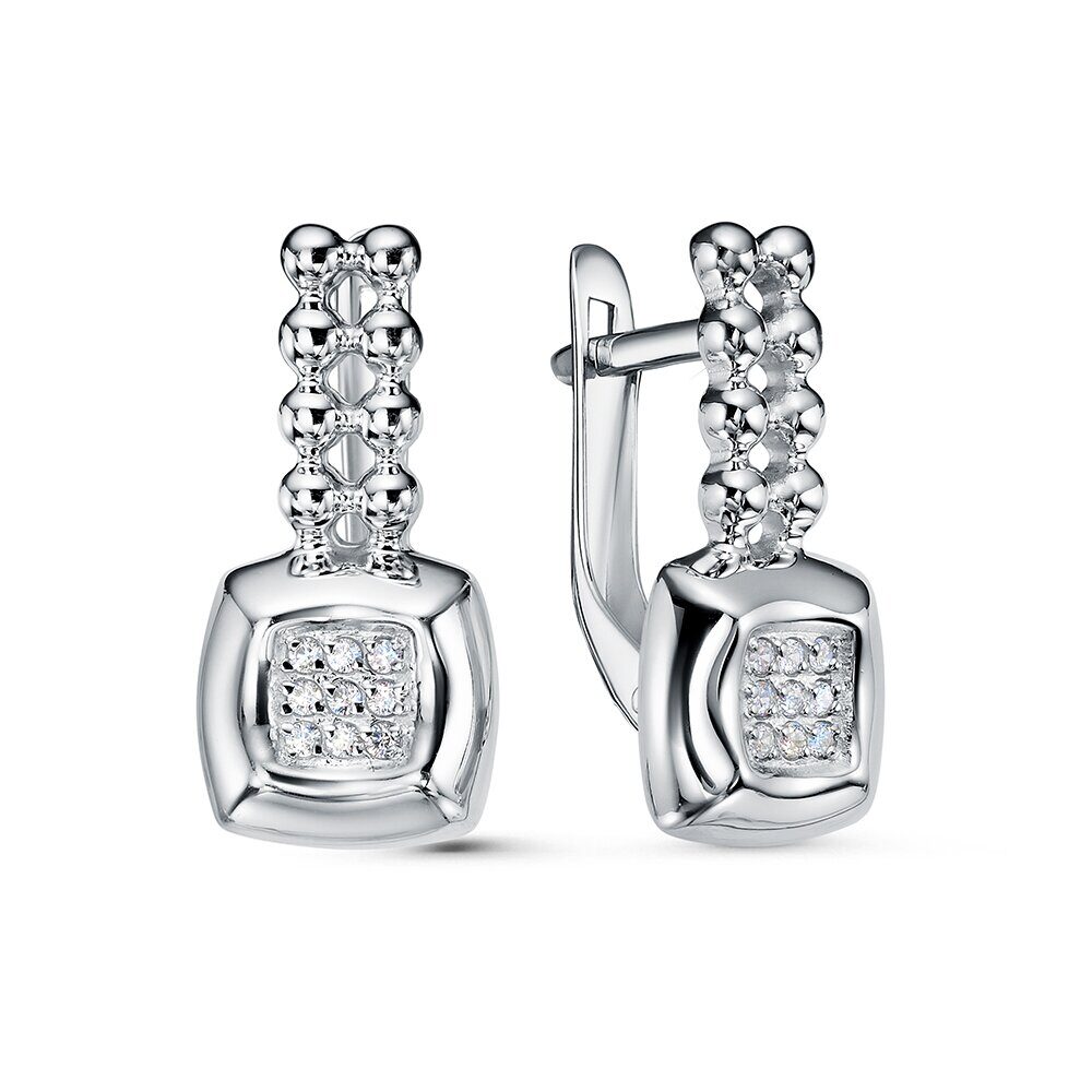 Серьги с английским замком женские из родированого серебра 925 пробы 3101020742