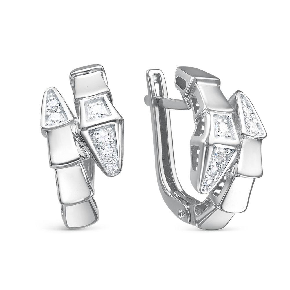 Серьги с английским замком женские из родированого серебра 925 пробы с120324