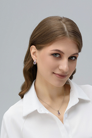 Подвеска из родированого серебра 925 пробы 03-4220/00АМ-00 с аметистом