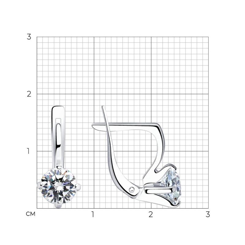Серьги с английским замком женские из родированого серебра 925 пробы 94020121